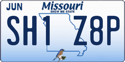 MO license plate SH1Z8P