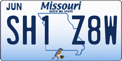 MO license plate SH1Z8W