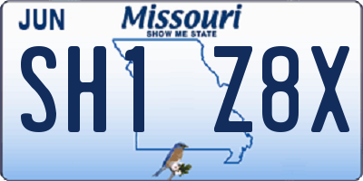 MO license plate SH1Z8X
