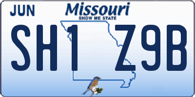 MO license plate SH1Z9B