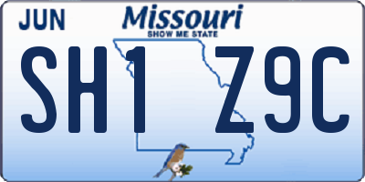 MO license plate SH1Z9C