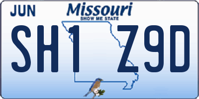 MO license plate SH1Z9D