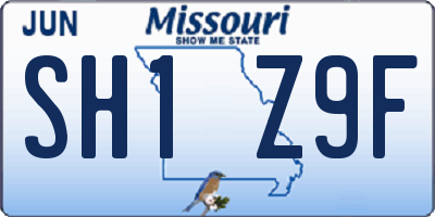 MO license plate SH1Z9F