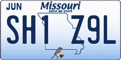 MO license plate SH1Z9L