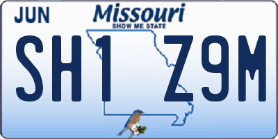 MO license plate SH1Z9M