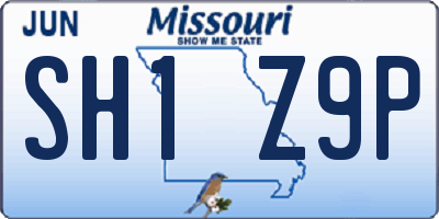 MO license plate SH1Z9P