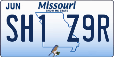 MO license plate SH1Z9R