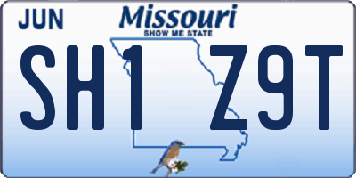MO license plate SH1Z9T