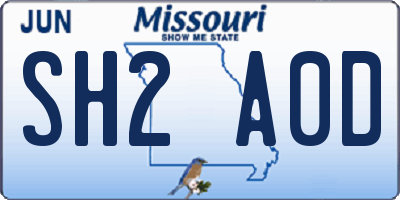 MO license plate SH2A0D
