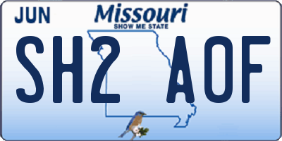 MO license plate SH2A0F