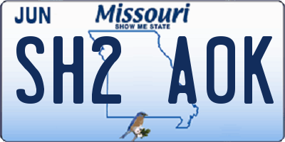 MO license plate SH2A0K