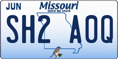 MO license plate SH2A0Q
