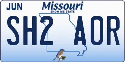 MO license plate SH2A0R