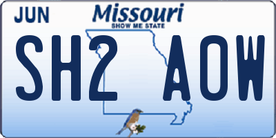 MO license plate SH2A0W