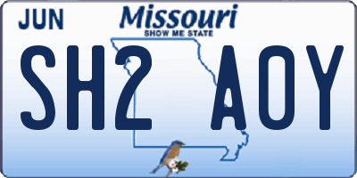 MO license plate SH2A0Y