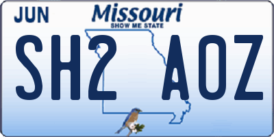 MO license plate SH2A0Z