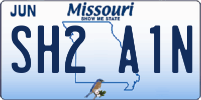 MO license plate SH2A1N