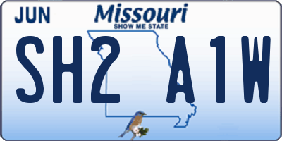 MO license plate SH2A1W
