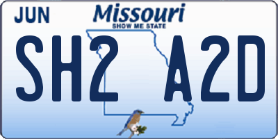 MO license plate SH2A2D