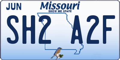 MO license plate SH2A2F