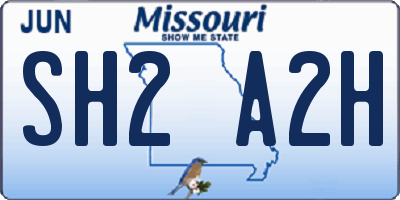 MO license plate SH2A2H