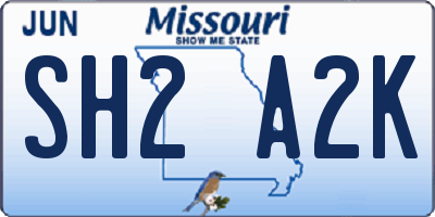 MO license plate SH2A2K