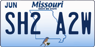 MO license plate SH2A2W