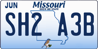 MO license plate SH2A3B