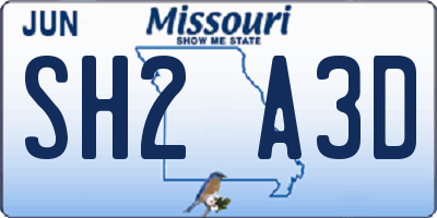 MO license plate SH2A3D