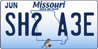 MO license plate SH2A3E