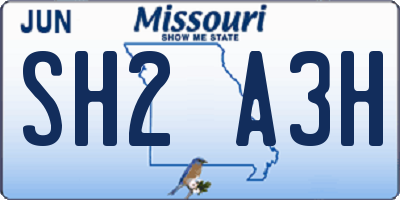 MO license plate SH2A3H