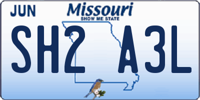 MO license plate SH2A3L