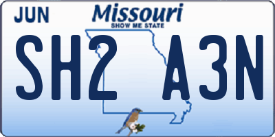 MO license plate SH2A3N