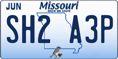 MO license plate SH2A3P