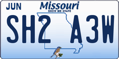 MO license plate SH2A3W