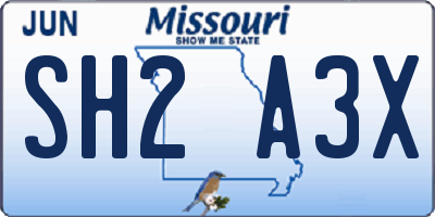 MO license plate SH2A3X