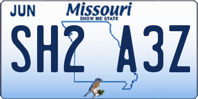 MO license plate SH2A3Z