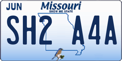 MO license plate SH2A4A
