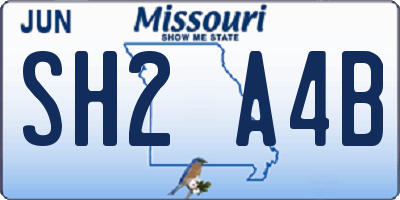MO license plate SH2A4B