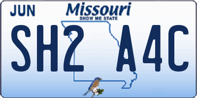 MO license plate SH2A4C
