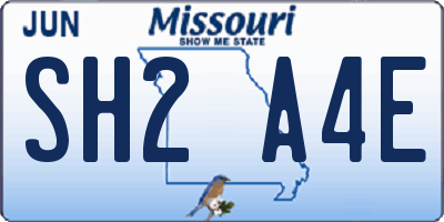 MO license plate SH2A4E