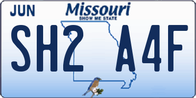 MO license plate SH2A4F