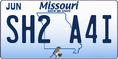 MO license plate SH2A4I