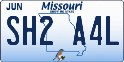 MO license plate SH2A4L