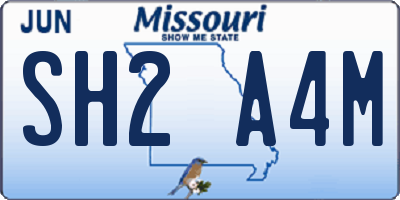 MO license plate SH2A4M