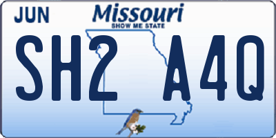 MO license plate SH2A4Q