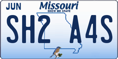 MO license plate SH2A4S