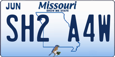 MO license plate SH2A4W