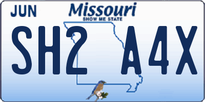MO license plate SH2A4X