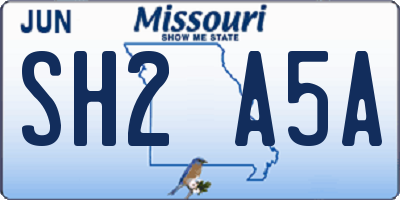 MO license plate SH2A5A